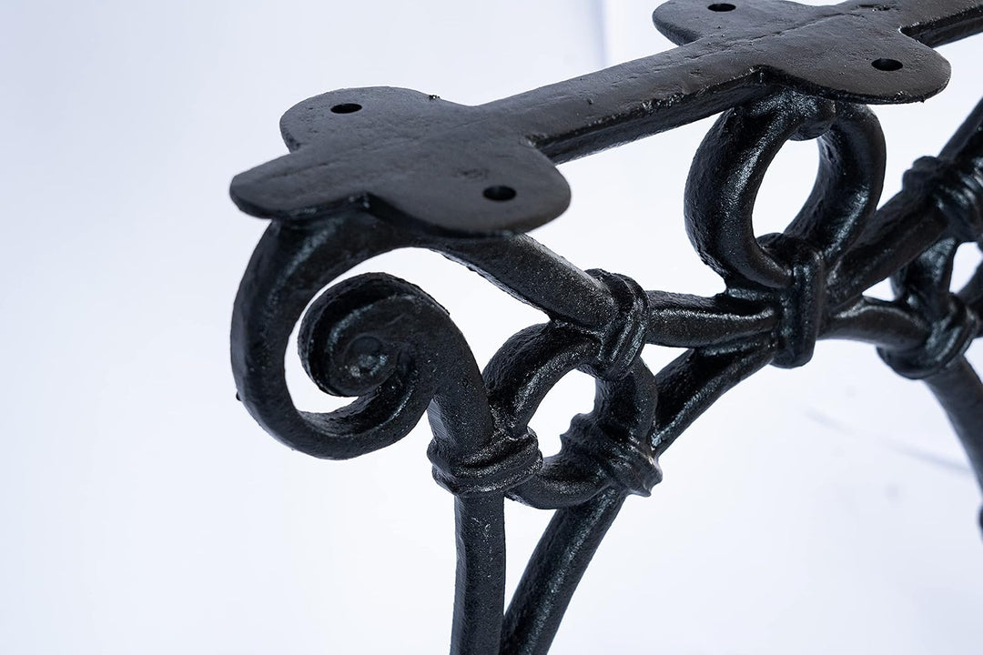 SEZAM Bankfüsse aus Gusseisen Schwarz x 2 Stück, ohne Rückenlehne - 46 x 37,5 x 39 cm, für 3 Holzban