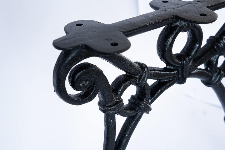 SEZAM Bankfüsse aus Gusseisen Schwarz x 2 Stück, ohne Rückenlehne - 46 x 37,5 x 39 cm, für 3 Holzban