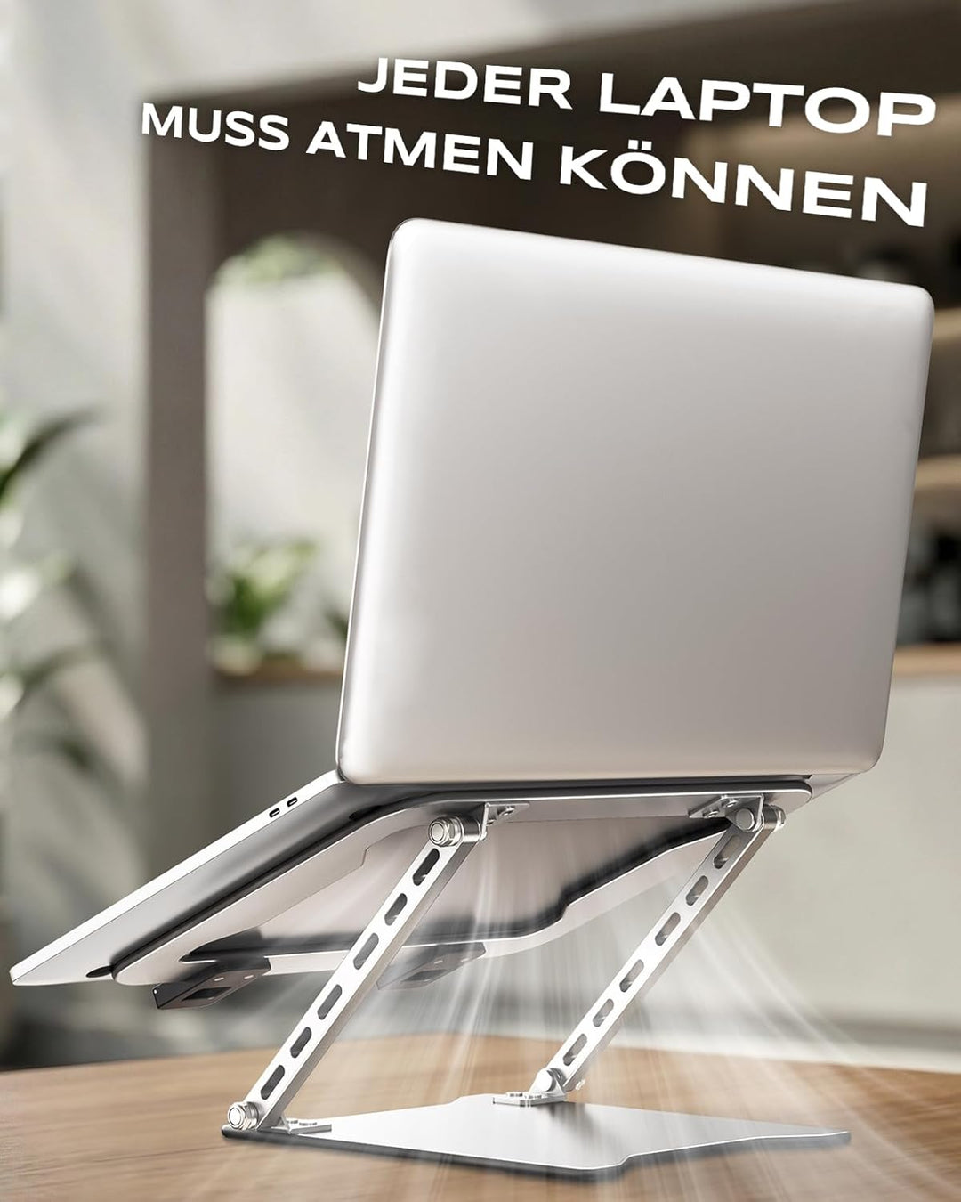 Babacom Ultraschlanker Tragbarer Laptop Ständer mit Zwei Stützstreben, Belüfteter, Höhenverstellbar