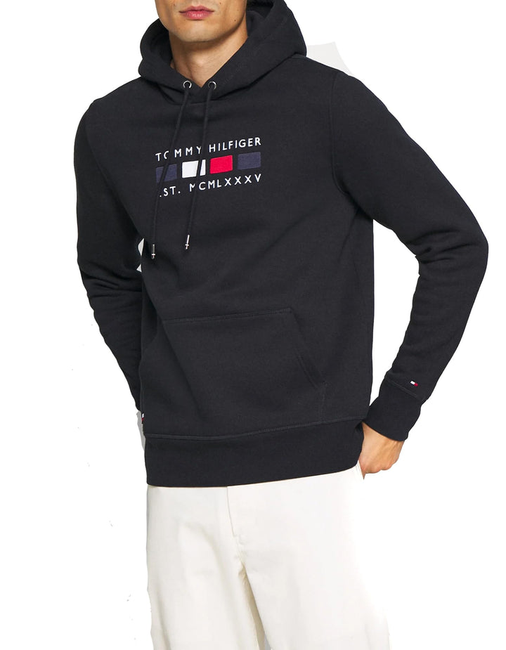 Tommy Hilfiger Langarm Hoodie Kapuze Logo-Details Uni weinrot M Blau, M Blau