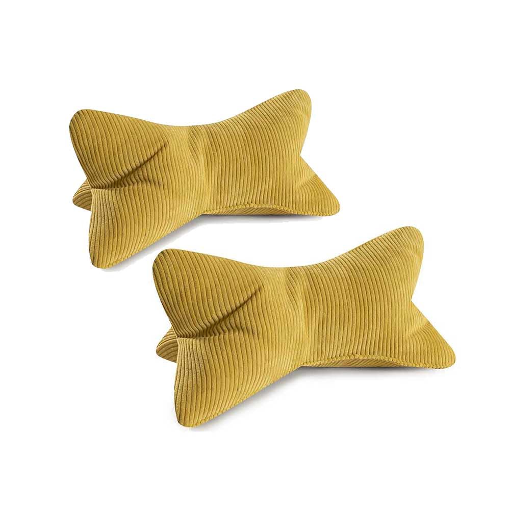 MAGMA Leseknochen INGA 2er Set, Cord Look, Farbe gelb, 42cm x 22cm, ergonomische Form für Nacken- od