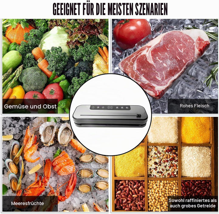 6-in-1 Vakuumiergerät, Vakuumierer Profi Folienschweissgerät 75Kpa Vakumierergerät für Lebensmittel