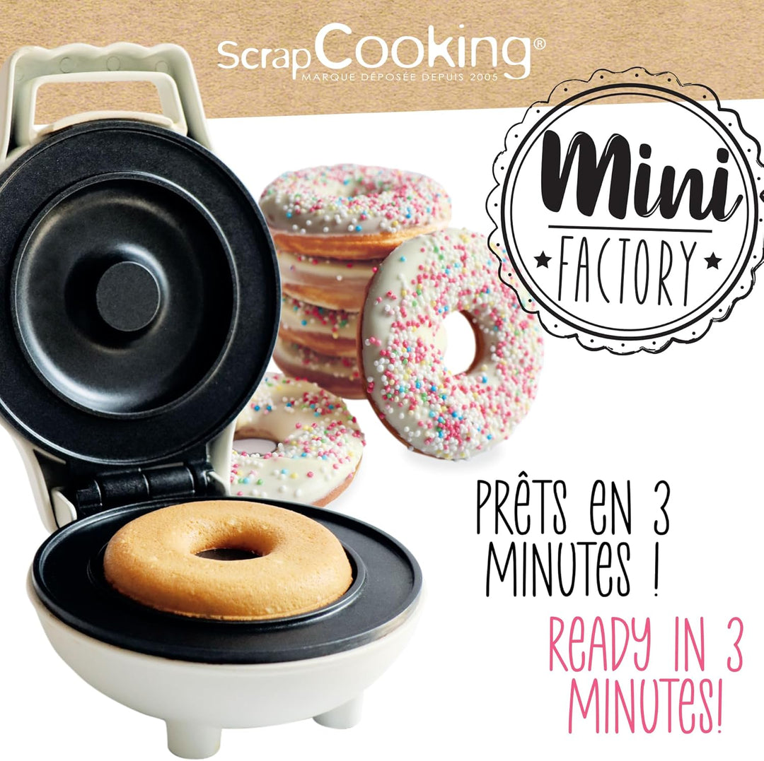 ScrapCooking - Mini Donut Maker - Donut-Maschine mit Antihaftplatte - Kompaktes Gerät für Donuts & G