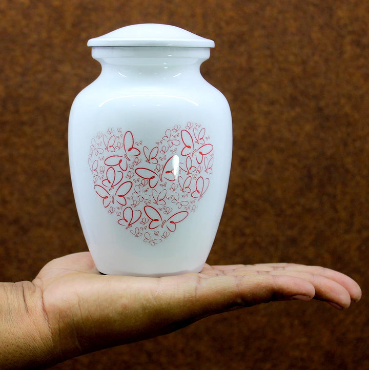 eSplanade Metall-Urnen-Gedenkglas-Behälter (weisser Druck), Weisser Druck