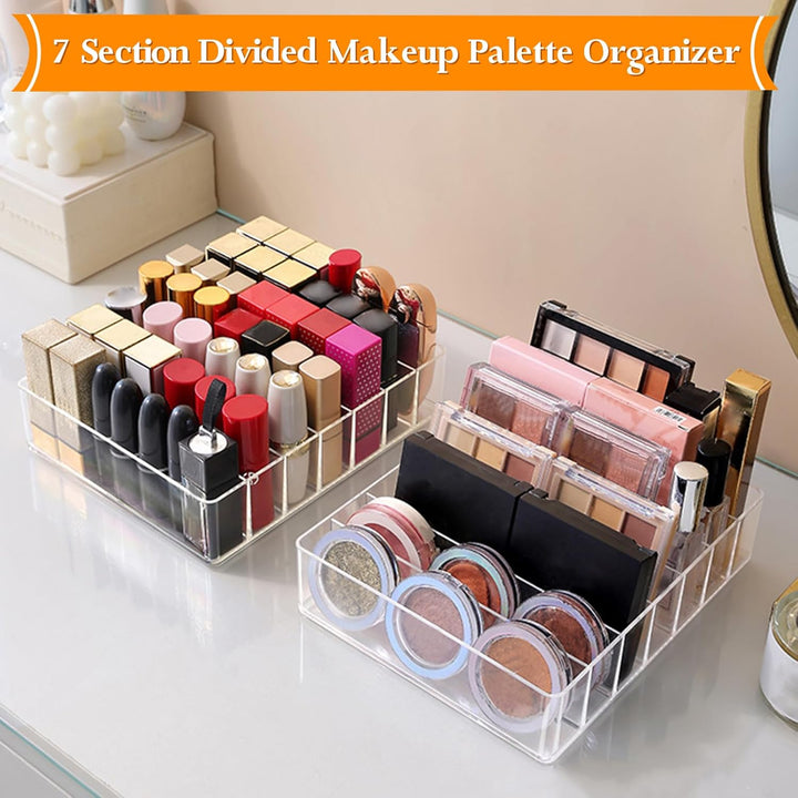 2 Stück Makeup Organizers für Schminktisch mit 7 Fächer, Acryl Lidschatten Palettenhalter Organizer,