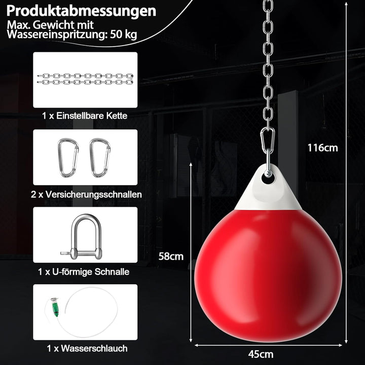 GYMAX Wasserboxsack Ø45cm, Boxing Punching Bag mit Wasser füllbar, hängendes Punchingsack, Schwerer