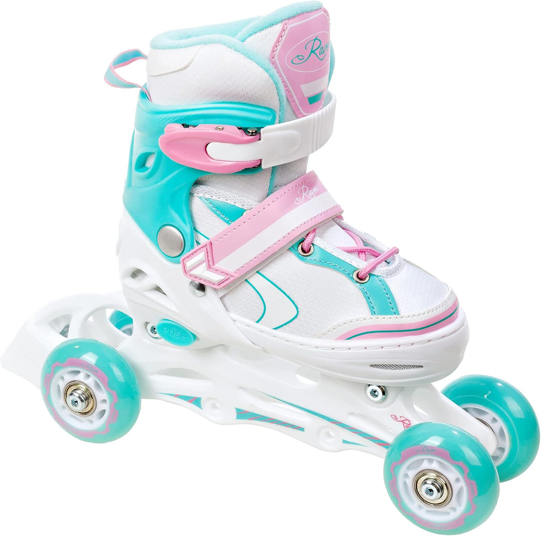 RAVEN 3in1 Inline Skates Triskates Rollschuhe Inliner für Kinder Mädchen verstellbar 34-37 (21,5cm-2