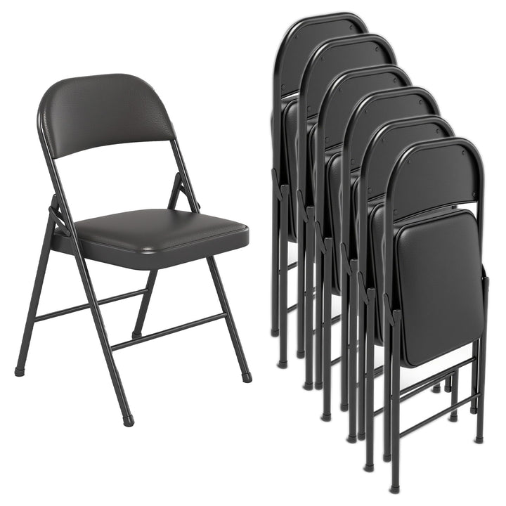 Klappstuhl 6er Set mit PU-Leder &amp; Polsterung, Stabiler Metallrahmen, Leicht &amp; Platzsparend, für Büro