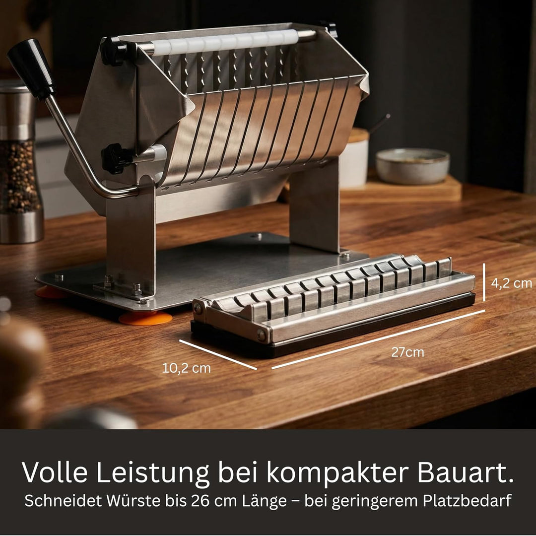 Edelstahl Currywurstschneider manuell – Wurstschneider für perfekte Currywurst & Bratwurst | Ultrasc