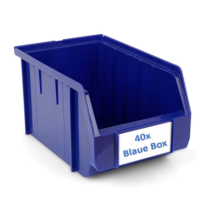 Blaue Stapelboxen der Grösse M 230x150x130mm für dein Kleinteilelager, Werkstatt, Garage Sichtlagerk