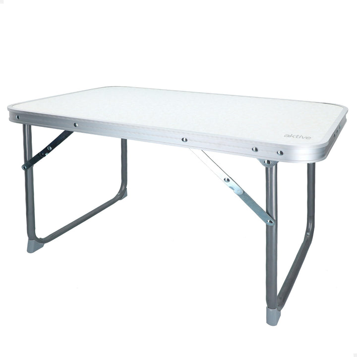 AKTIVE Klappbarer Strandtisch, Niedriger Strandtisch, 60x40x40cm, weiss, Metallgestell, Holzplatte,