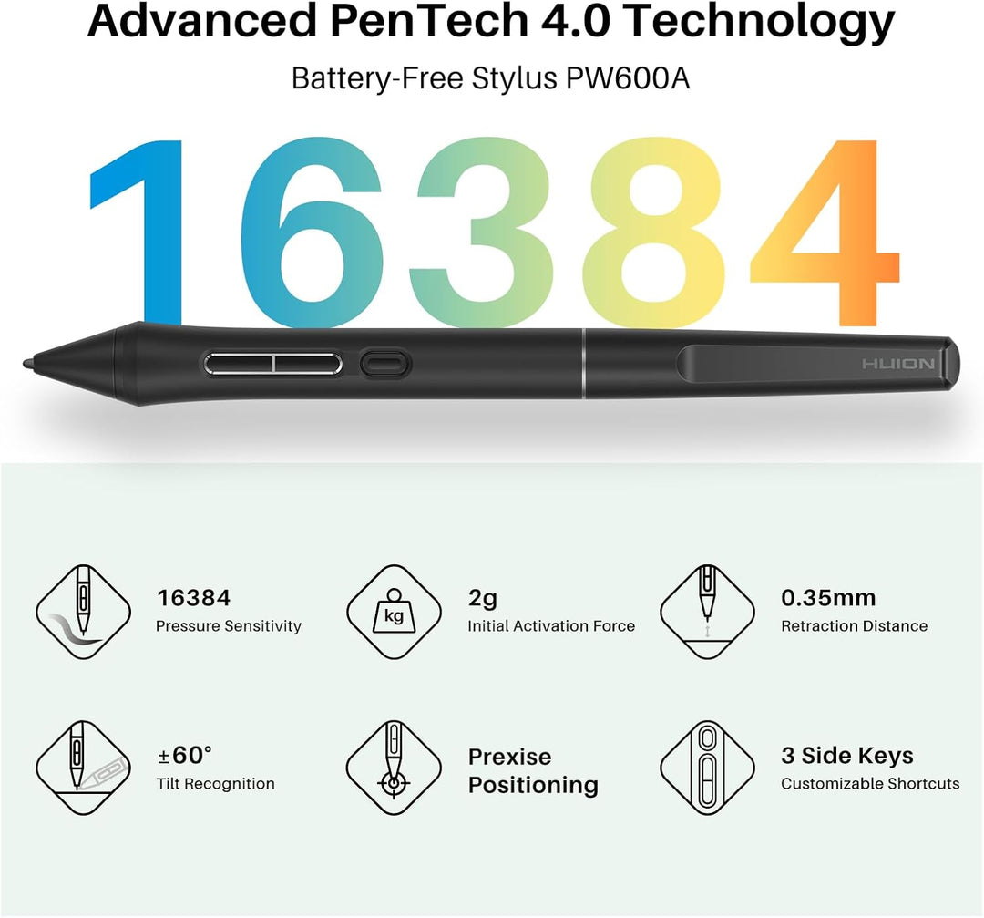 HUION Kamvas 13 Gen 3 SE Grafiktablett mit Display, 13,3" volllaminiertes Grafiktablett, Zeichentabl