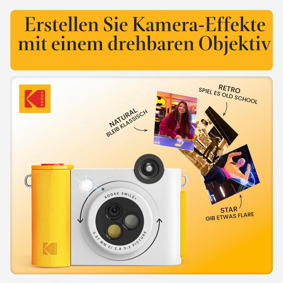 Kodak Smile+ 2-in-1 Digitale Sofortbildkamera & kabelloser Bluetooth-Fotodrucker - 10MP, Spezialeffe