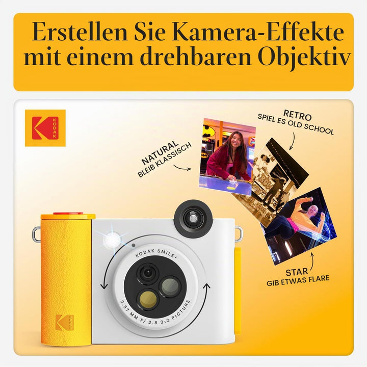 Kodak Smile+ 2-in-1 Digitale Sofortbildkamera & kabelloser Bluetooth-Fotodrucker - 10MP, Spezialeffe