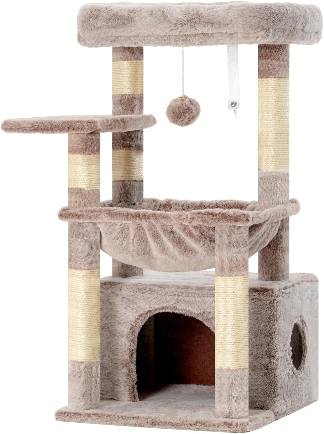 Heybly Kratzbaum, Katzenbaum mit Extra Grossem, Weichem Katzenkorb, Katzenkratzbaum mit Geräumigem K