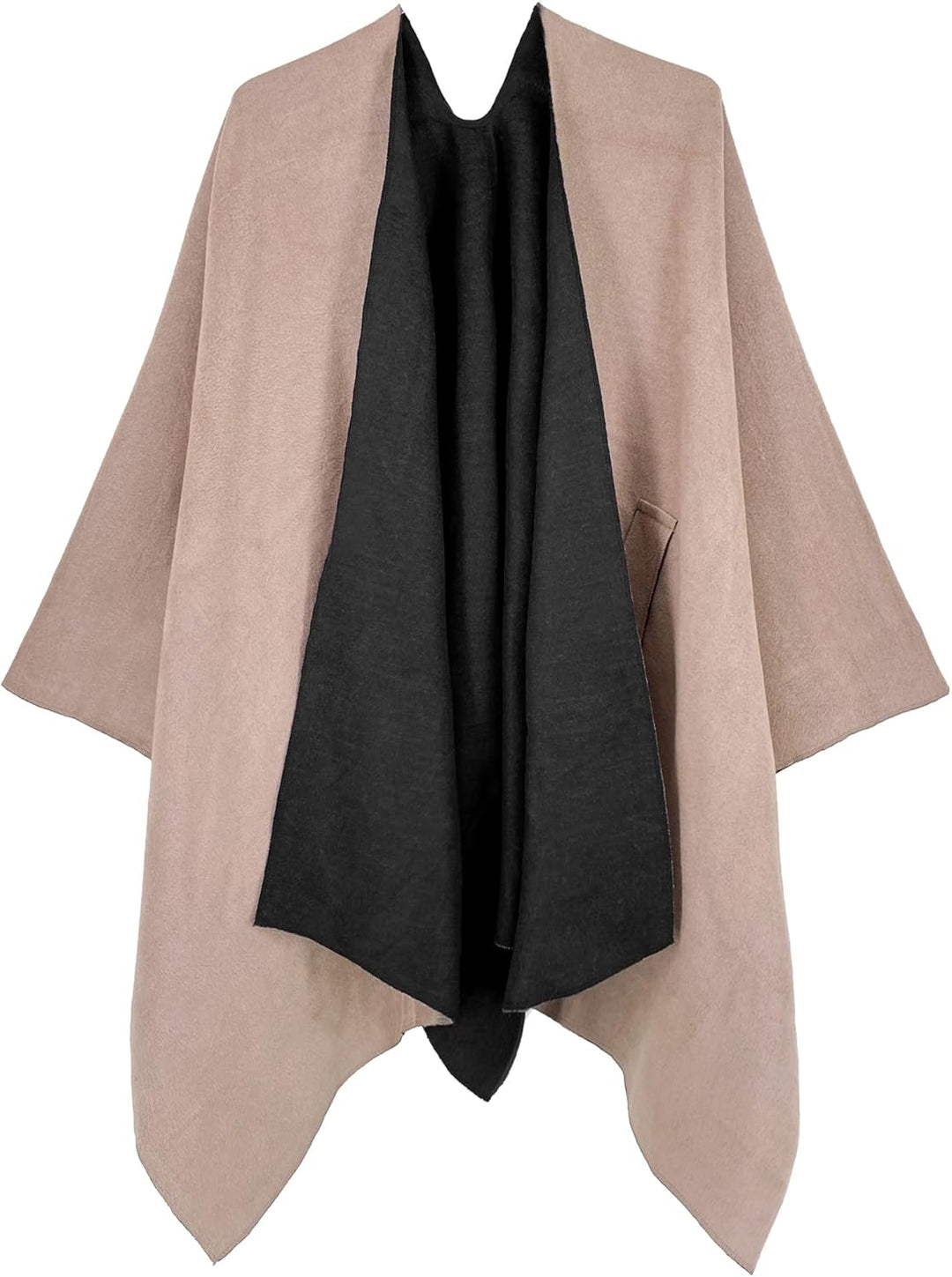 breezy lane Damen Poncho Schal Strick Cape Reversible Wraps Elegant Übergrosse Ruana Cardigan Gesche