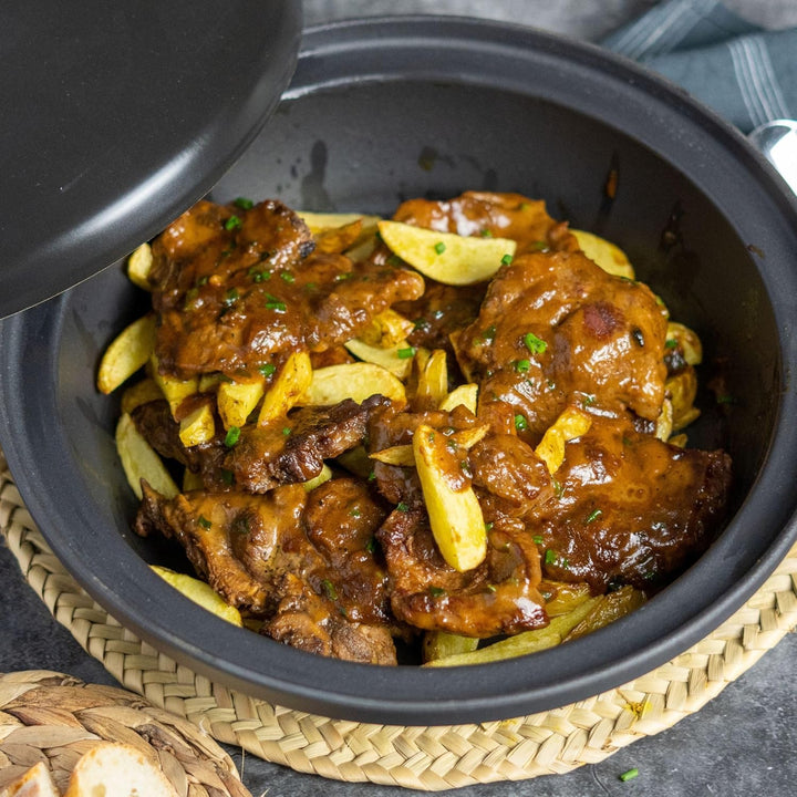 Mahlzeit gusseiserne Tagine | Ø 25 cm | emailliert | Tajine-Topf mit Deckel aus glasierter Keramik f