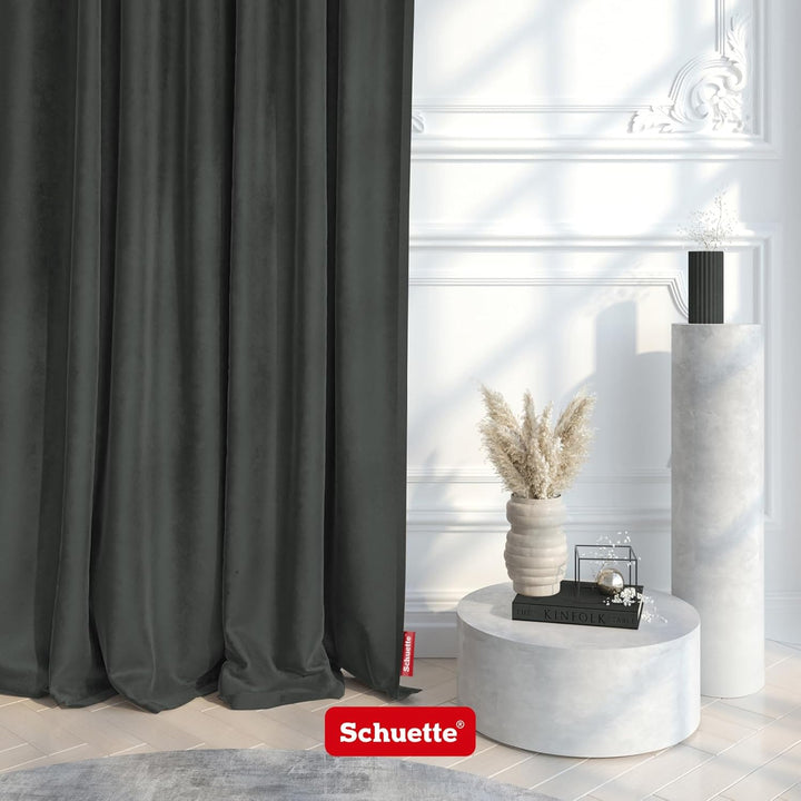 Schuette® Verdunkelungs-Vorhang Gardine mit Ösen ● Millenium Velvet: Dark Shadow (Grau) ● 135x230cm