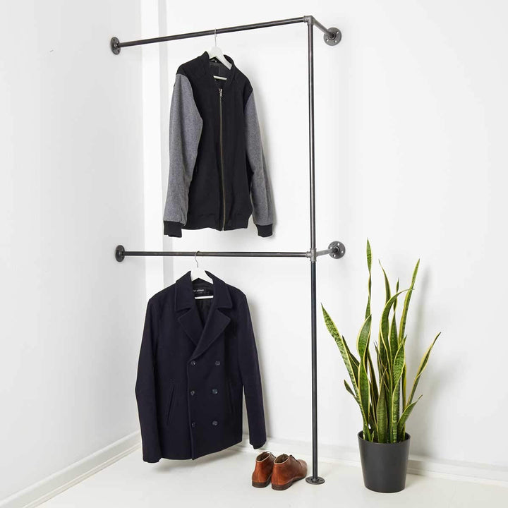 Various Garderobe für die Ecke - div. Grössen, z.B. 60 x 200 cm - Industrial Design Kleiderstange do