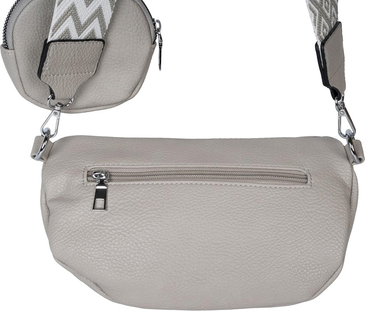 styleBREAKER Damen Halbmond Crossbody Schultertaschen Set 2-Teilig, Schultergurt mit Zick-Zack Raute