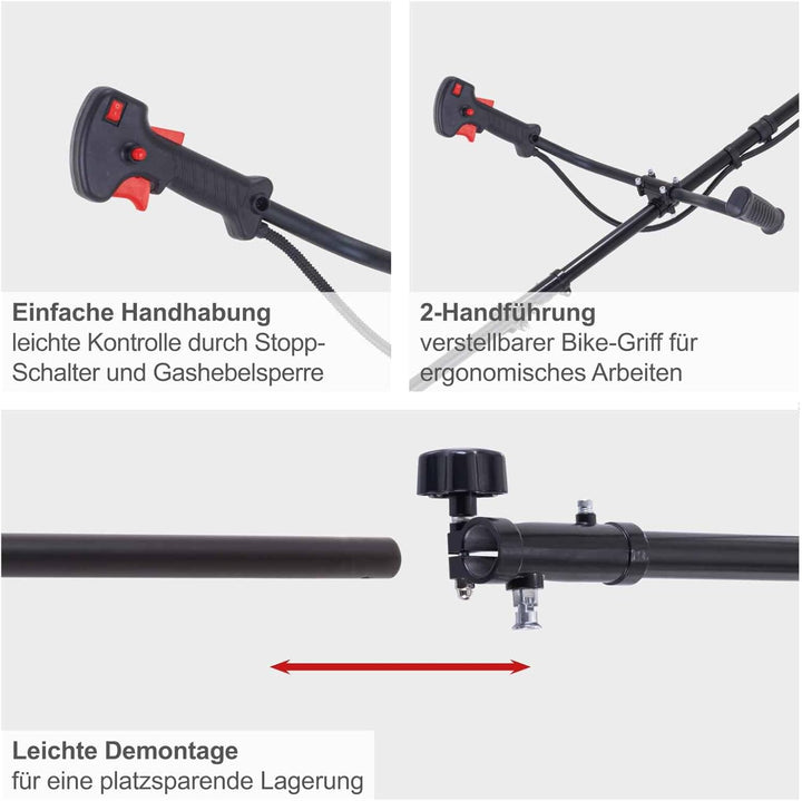 Scheppach Benzin Rasentrimmer PBC520 Freischneider inkl. Fadenspule, Messer & Schultergurt | Schnitt