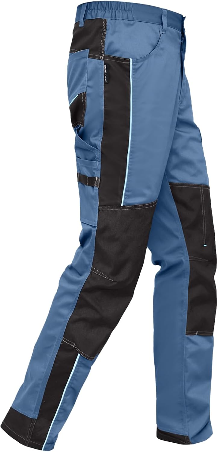 WORK IDEA Herren Stretch-Arbeitshose mit zahlreichen Taschen und Werkzeugtaschen Blau 42, Blau 42