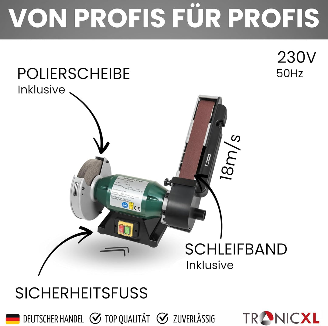 600W Kombischleifer Schleifgerät + Filzscheibe zum Polieren + Schleifband Messerschleifer Messerschä