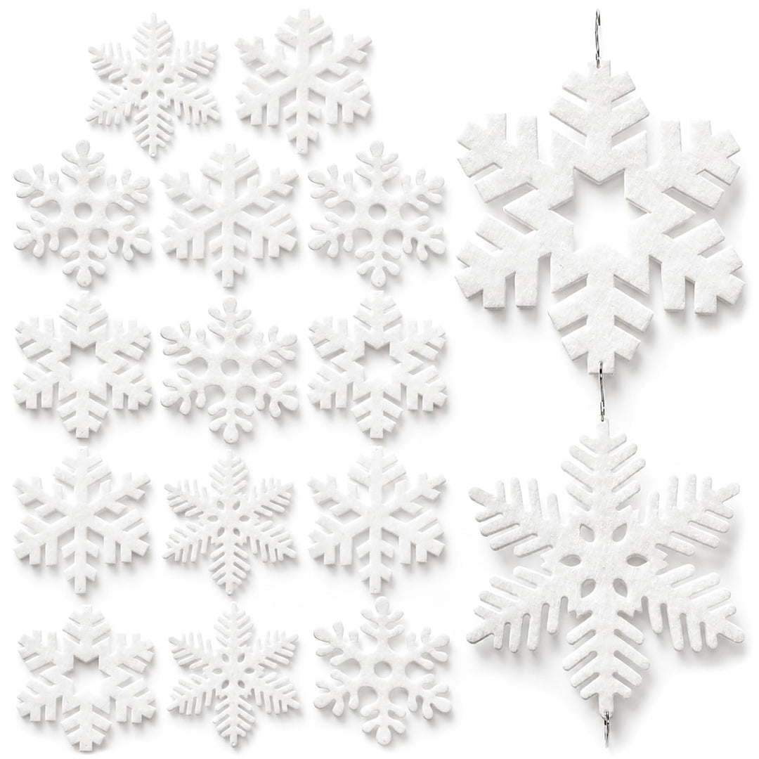 com-four® 16x Tannenbaumschmuck Set - Schneestern-Anhänger - Weihnachtsbaum-Hängedeko zum Dekorieren