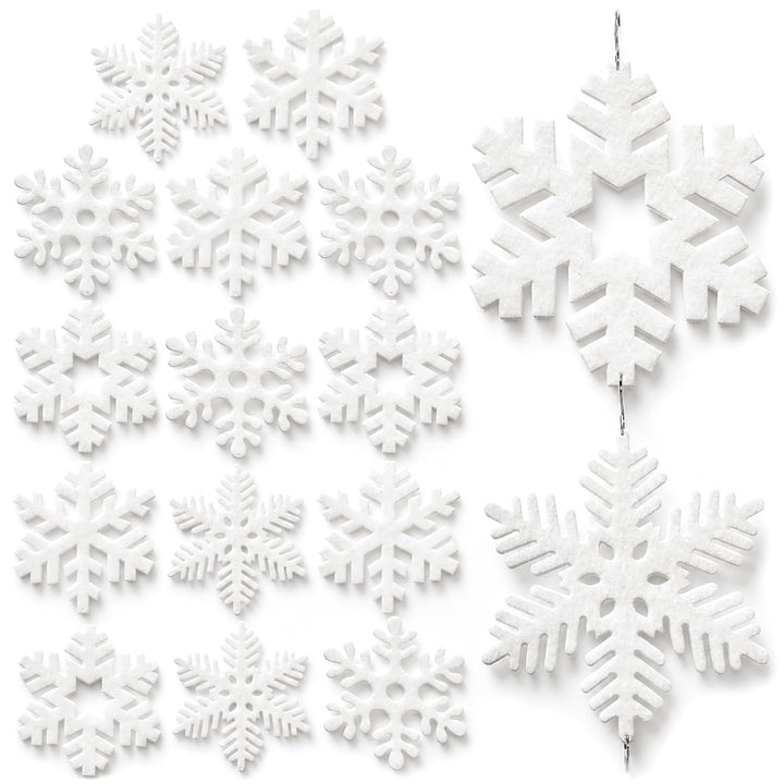 com-four® 16x Tannenbaumschmuck Set - Schneestern-Anhänger - Weihnachtsbaum-Hängedeko zum Dekorieren