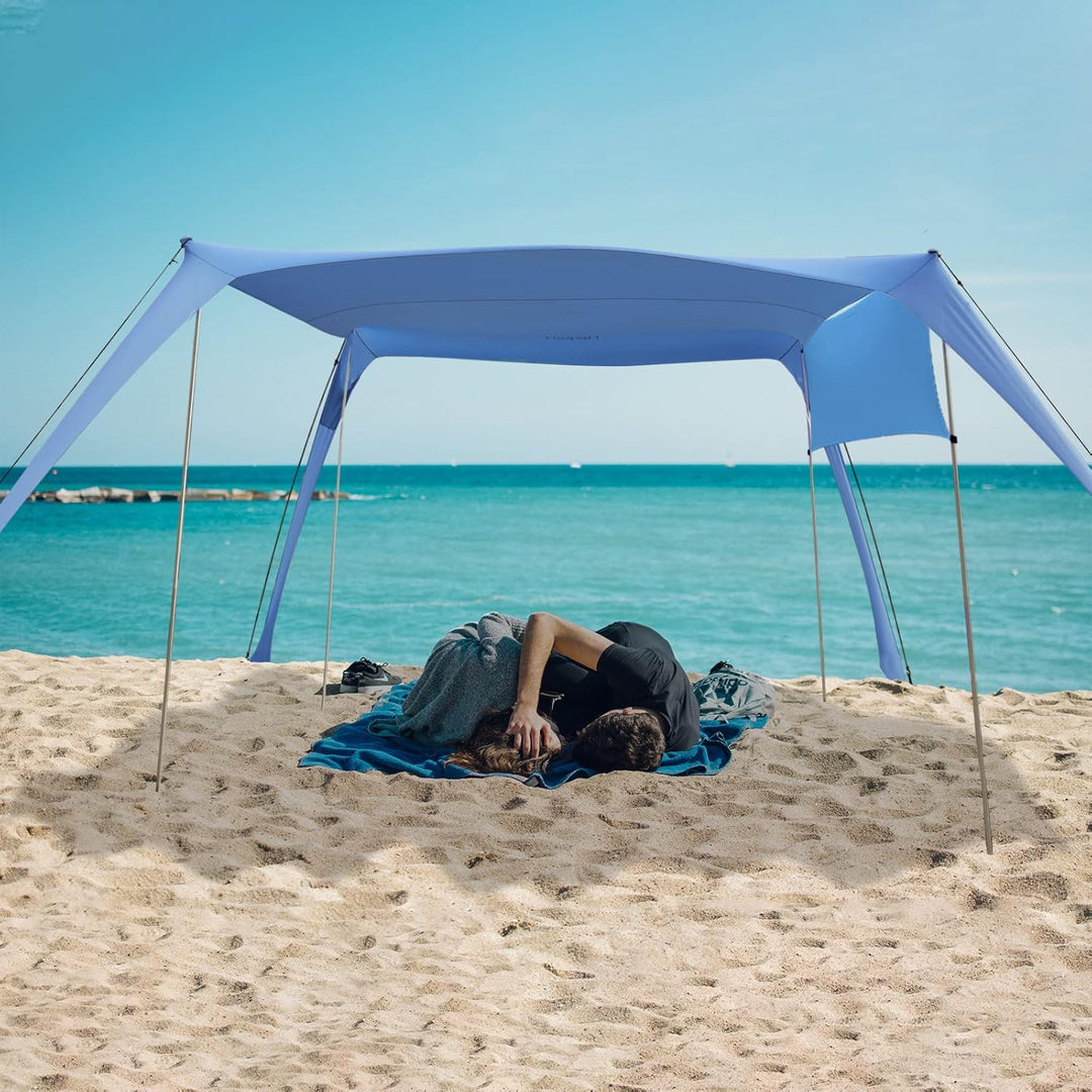 Strandzelt Sonnenschutz Strand zelte strandmuschel Muschel UPF50+ mit Sandschaufel, Erdnägeln und St
