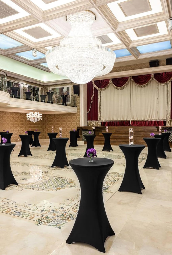 Showgeous 6er-Set Stretch Stehtisch Husse für Bistrotisch Ø 60-65 cm,Hussen Stehtische Schwarz 60 cm