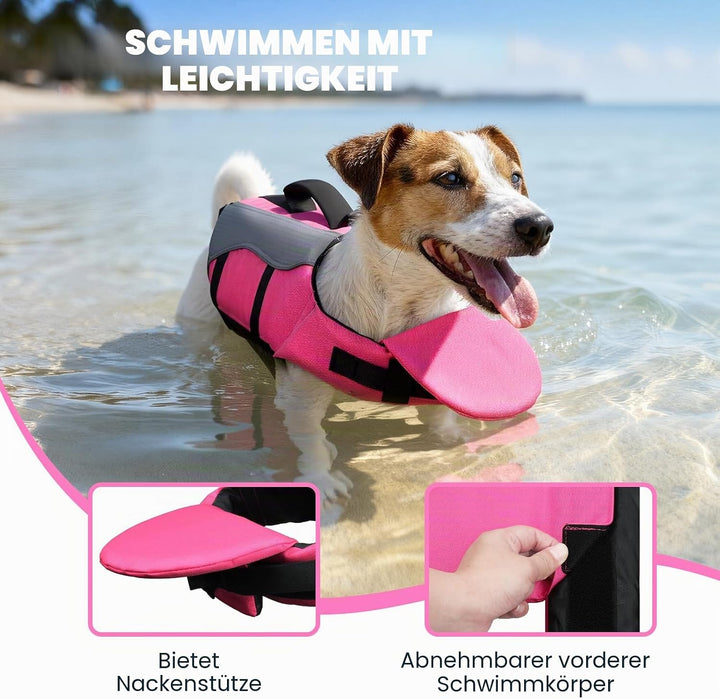 VIVAGLORY Front Float Schwimmweste Hund, Hundeschwimmweste für Bootfahren, Schwimmweste with Kopfstü