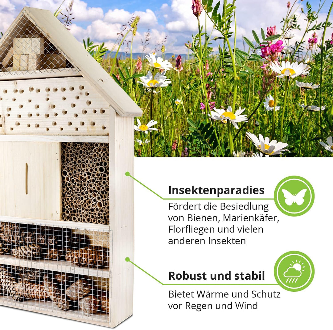 GARTENETAGE Insektenhotel XXL/Naturbelassenes, massives Insektenhaus & Bienenhotel/Insektenhotel zum