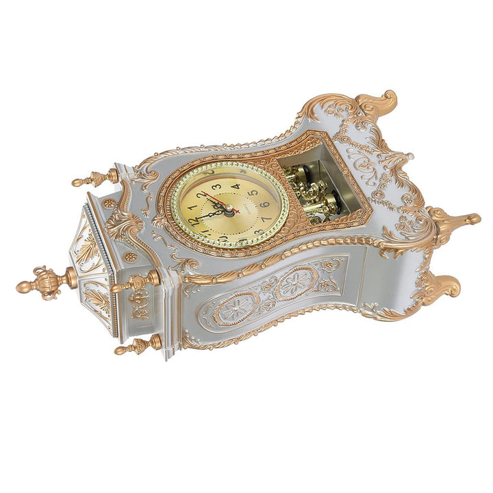 KIMISS Hohe Goldene Kaminuhr, Antike Tischuhr, Kunststoff, Vintage-Stil, Kunststoff-Tischuhr, Antike