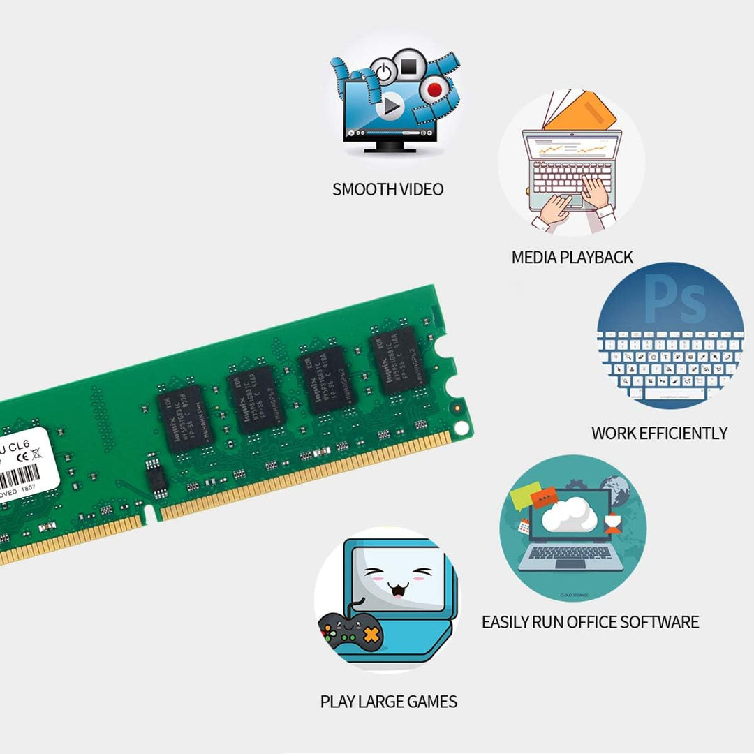 PC2 6400 DDR2 800 6400U 8GB Kit (4X2GB) RAM 2Rx8 CL6 1,8V Desktop Arbeitsspeicher Memory Module Upgr