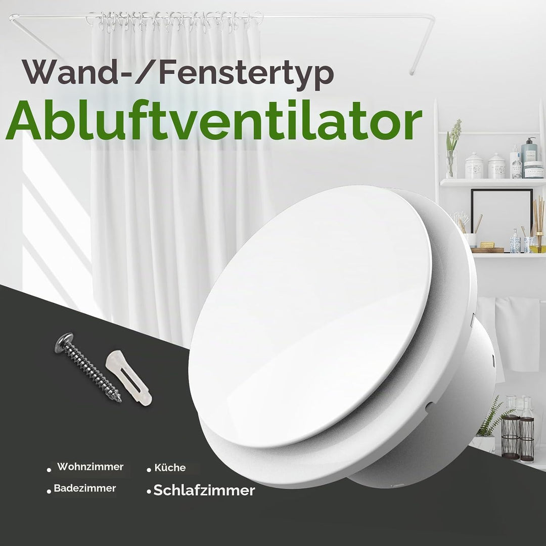 Badlüfter 100mm, 12W Leiser Abluftventilator, 130m³/h Starker Lüftung Wandventilator, Geräuscharme B