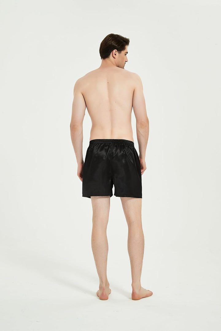 JupiterSecret Herren Satin Boxershorts Pack Unterwäsche, Silk Feeling Schlafshorts mit elastischem B