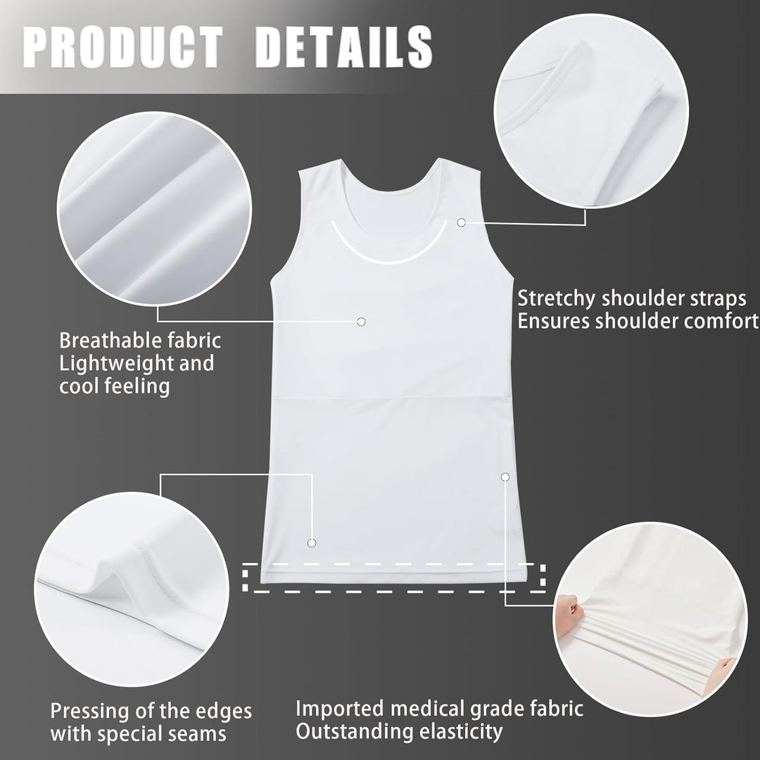 XUJI Brust Binder Transgender Tomboy Atmungsaktiv Langer Binder Pullover Tank Top S Weiss, S Weiss