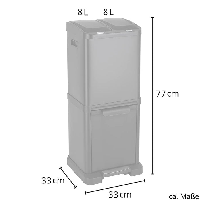 SVITA 3XCOMBO32 Mülleimer Treteimer Abfalleimer Mülltrennung mit Schubfächern Schwarz (32 Liter 2x8L