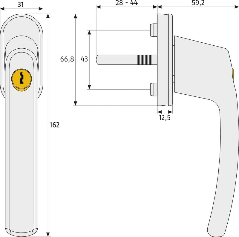 ABUS Fenstergriff abschliessbar FG210, Triples Set-3-Stück gleichschliessend, weiss & Fenstergriff a