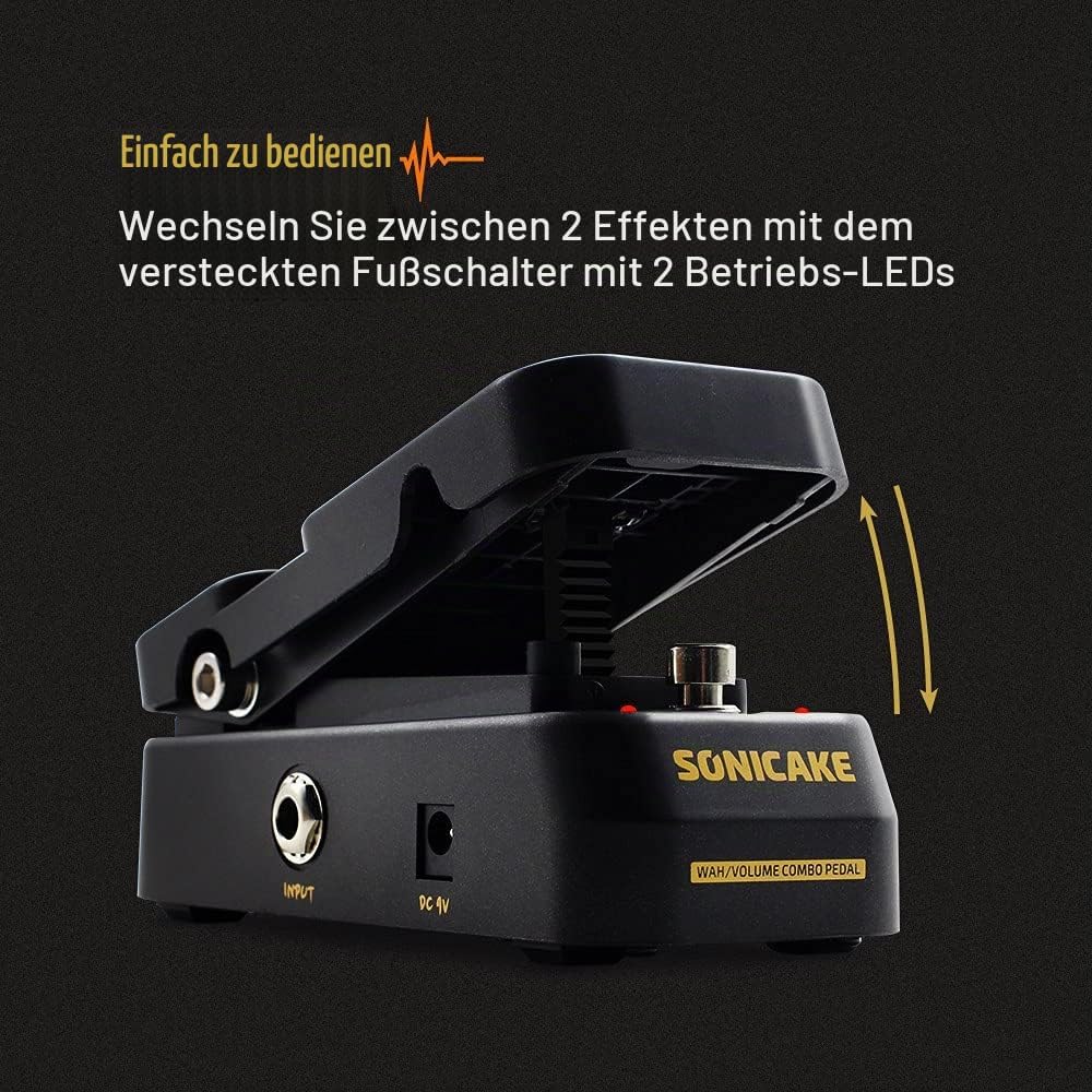 SONICAKE Wah Pedal VolWah Active Volume- und Wah-Expression Pedal Gitarren Effektpedal
