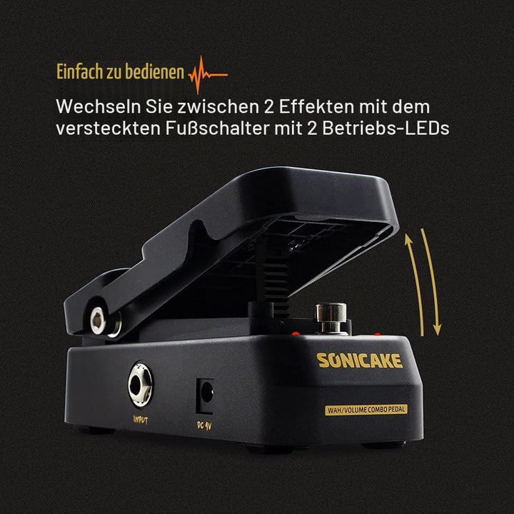 SONICAKE Wah Pedal VolWah Active Volume- und Wah-Expression Pedal Gitarren Effektpedal