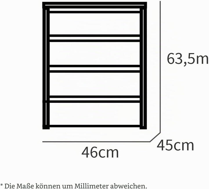 Muebles Pitarch | Kommode 4 Schubladen, Cambrian Eiche, 63,5x46x45 cm (Höhe x Breite x Tiefe), Kolle