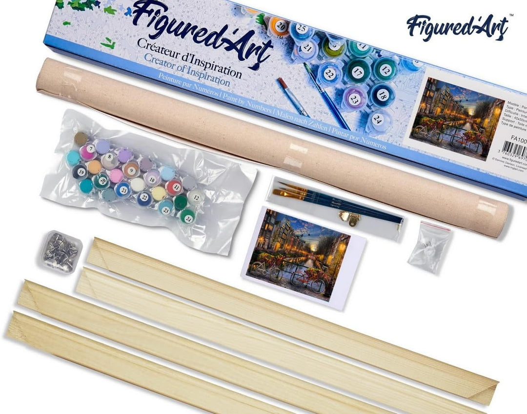 Figured'Art Malen Nach Zahlen Erwachsene Mit Rahmen Kanal Amsterdam - Paint by Numbers Basteln DIY B