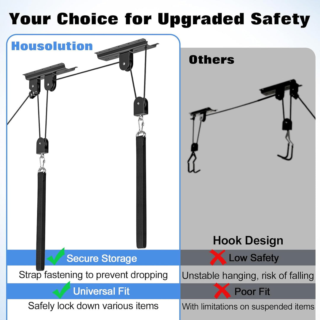 Housolution Fahrradheber, [1 Pack] Hebezugsystem mit 88Lbs Tragkraft, passend für 3-4,9m hohe Decken