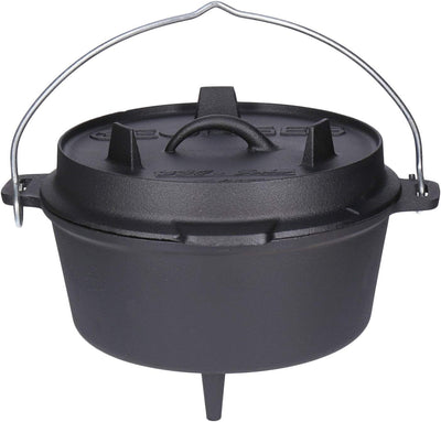 TALK-POINT TP Premium BBQ Set, Dutch Oven 9-teilig, Feuer-Topf, Bräter, Brat-Pfanne aus Gusseisen, K