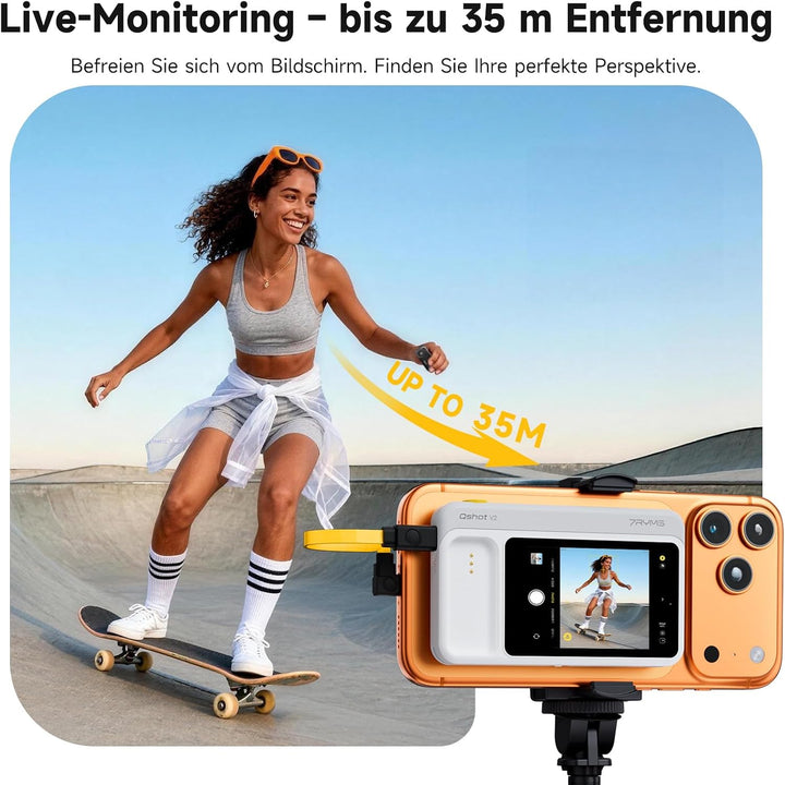7RYMS Qshot V2 Kabelgebundener Selfie-Monitor für iPhone 17/16 & Android, Magnetischer Smartphone Mo