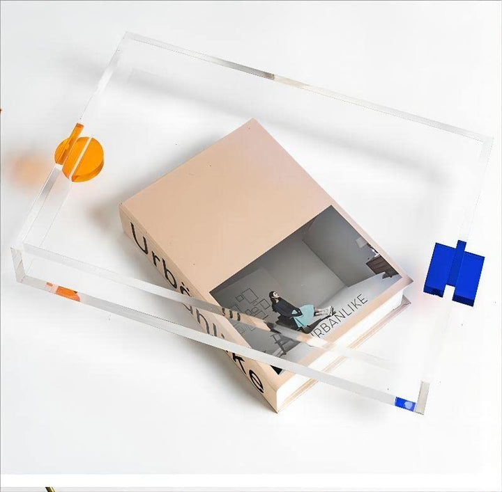zalati Lebensmitteltablett aus transparentem Kunststoff, Acryl, mit Griff, Farben zum Servieren von