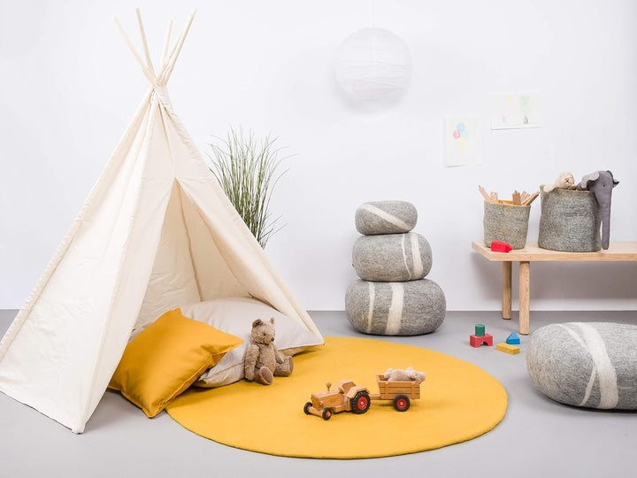 myfelt Klara Filzteppich — Ø 50 cm, ideal für Schlaf-, Wohn-, Kinderzimmer, Flur & Bad Gelb 50cm Ø,