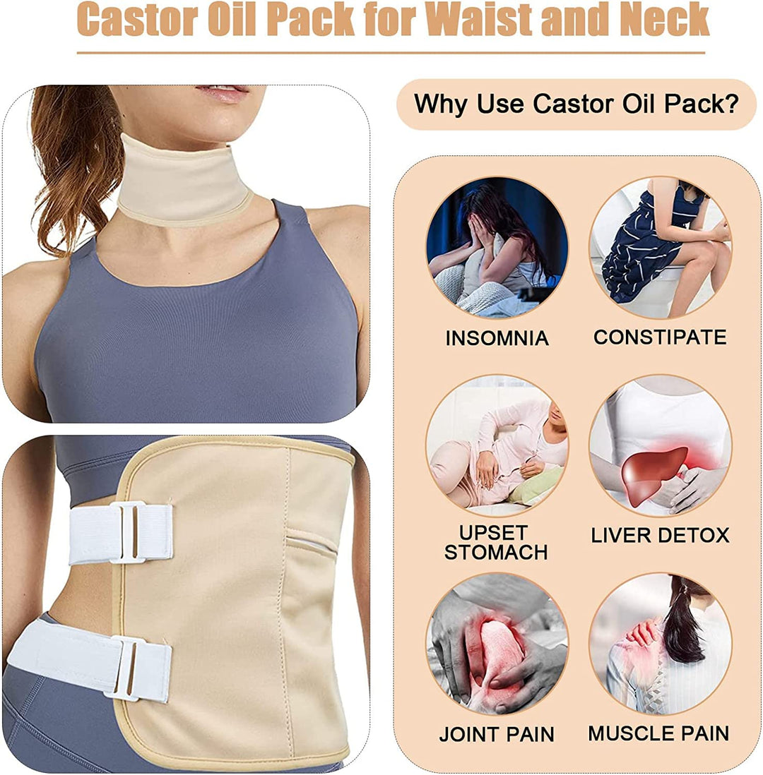 Castor Oil Pack, Wiederverwendbare Castor Oil Pack Wrap Organicmit Klettverschluss Taille Gürtel für